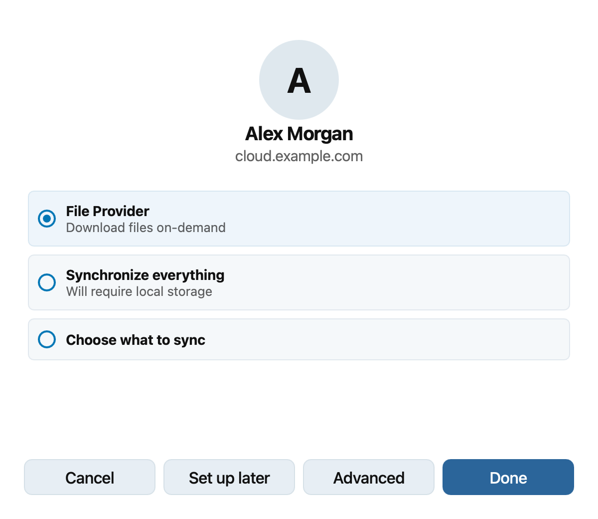 File Provider selected in the setup wizard
